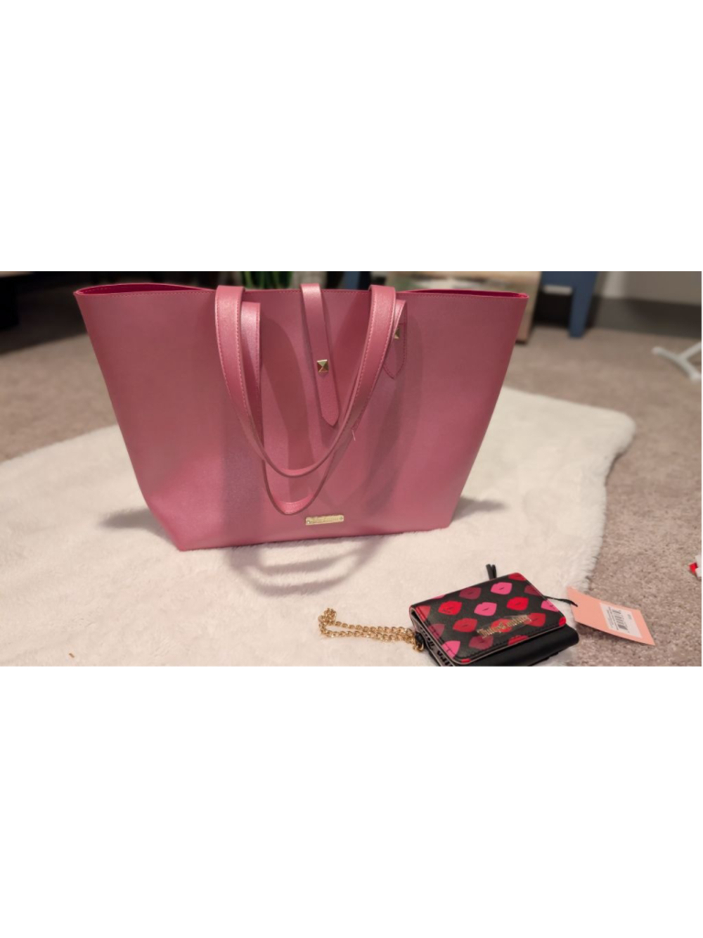 Juicy Couture Pink Tote Bag Black Trifold Wallet One Size - Picture 2 of 16